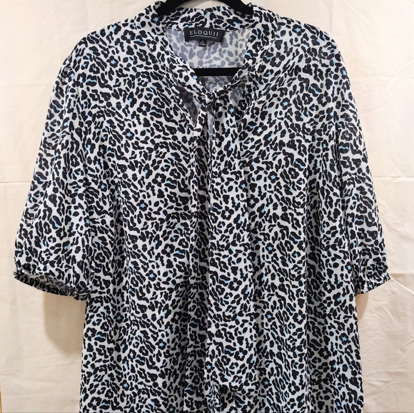 Eloquii Printed Tie Neck Blouse Size 20 - Picture 2 of 6
